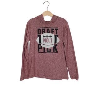 Children’s Place Burgundy Red Football Draft Pick Hooded Long Sleeve Tee Small